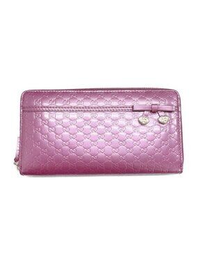 Gucci Long Wallet Shiny Micro Guccissima Zip Around Pink Purpleish